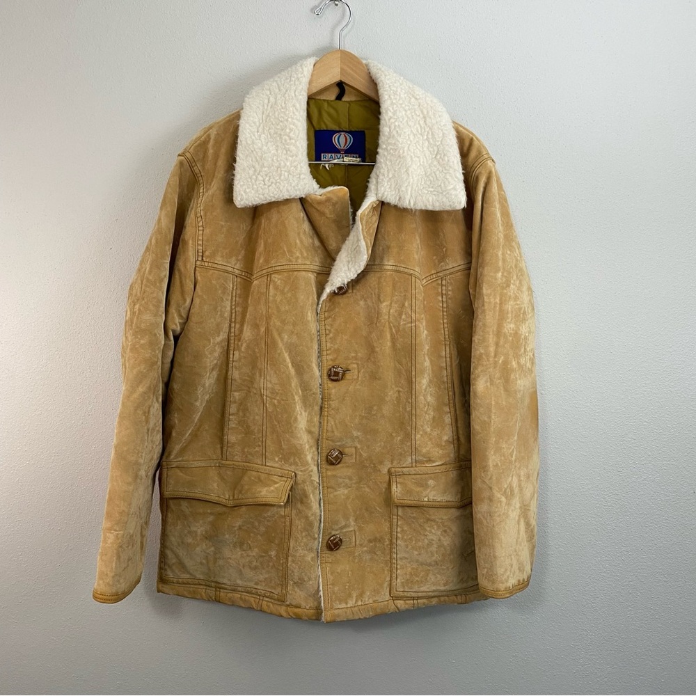 Raven Vintage Suede Leather Western Tundra Beige Jacket Size XL/2XL‎